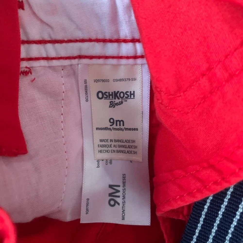OshKosh B'gosh Toddler Short‎ Overalls Set Red Watermelon Bodysuit Boys 9M